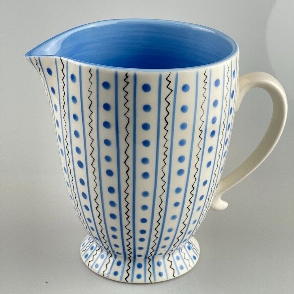 Starbucks Barista Blue & White Striped Ceramic Pitcher
